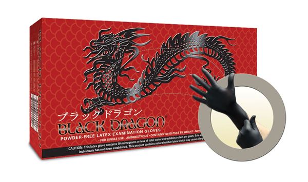 Picture of BLACK DRAGON PF LATEX EXAM GLOVES X-SMALL 